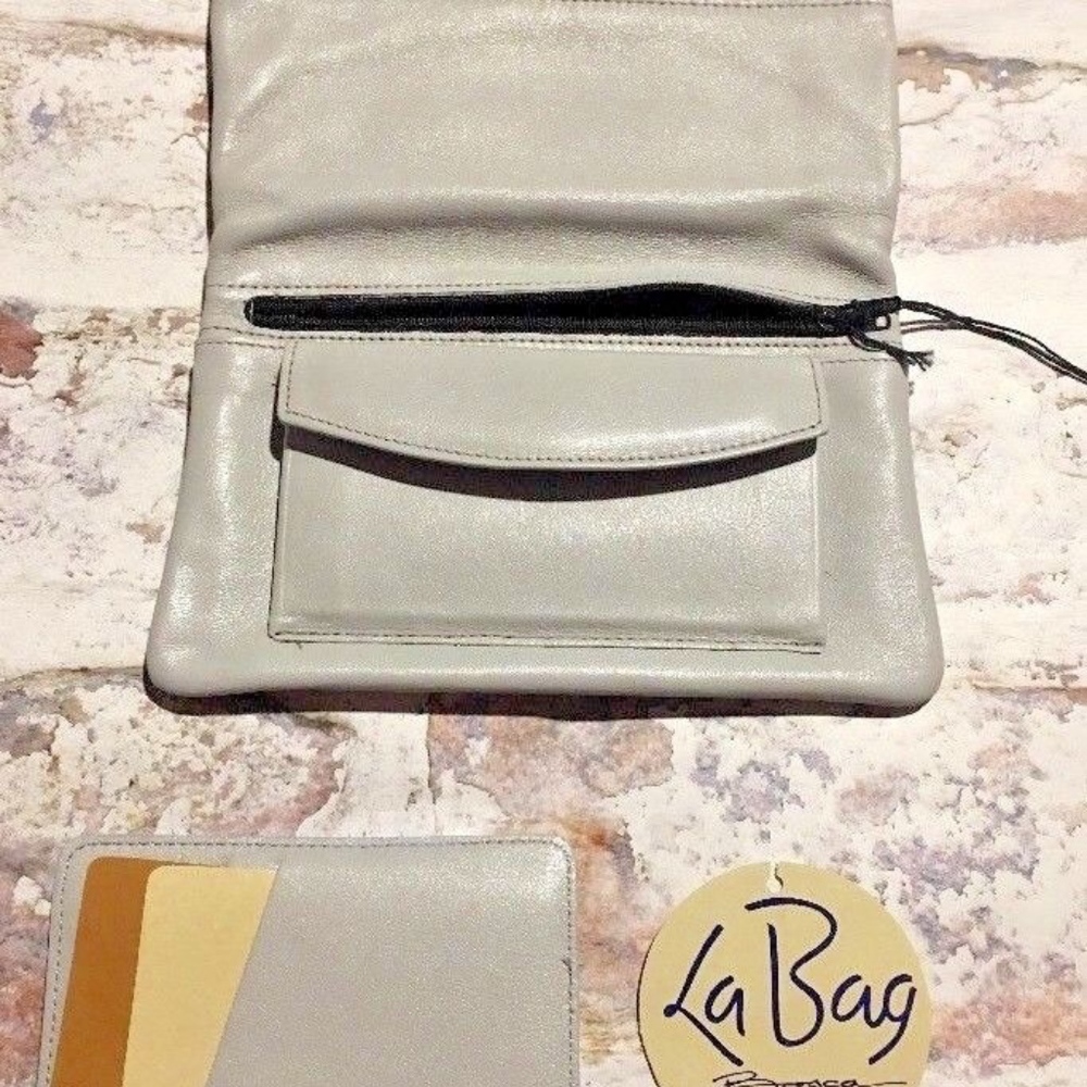 Vintage Bosca Grey Leather Clutch Wallet NWT